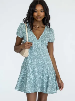 Timeless Comfort Wear Minimalist Waistband The Sting Mini Dress Green Leopard