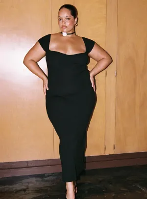 Lower Hem Skin Touch Larissa Maxi Dress Black Curve