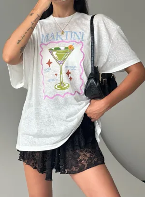 Martini Oversized Tee White Abrasion resistant