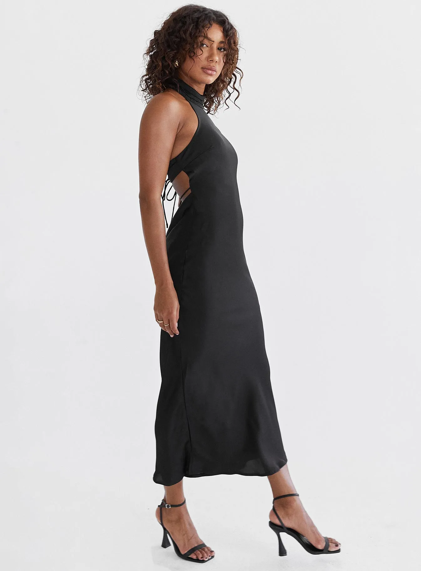 Fluid Shape Take Me Back Midi Dress Black
