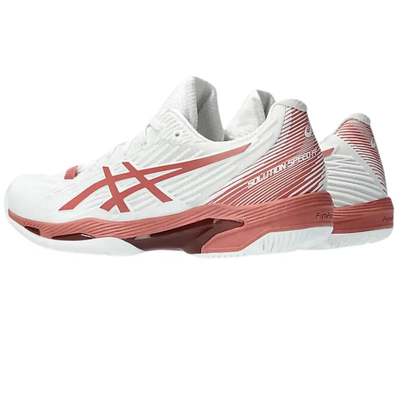 Non Slip Tread Pattern Asics Solution Speed FF 2 White/Light Garnet Womens Tennis Shoes