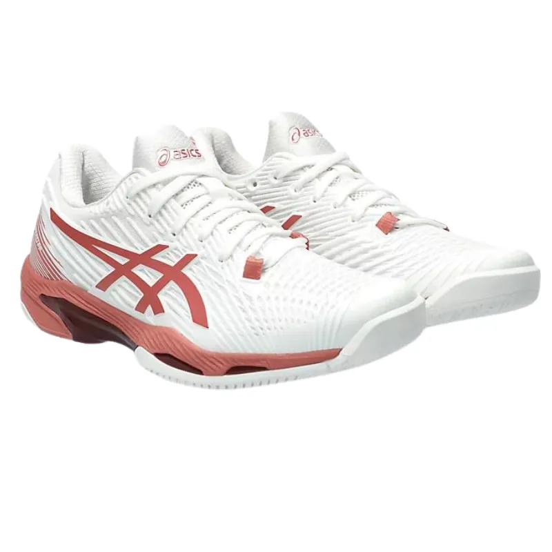 Asics Solution Speed FF 2 White/Light Garnet Womens Tennis Shoes Non Marking Outsole