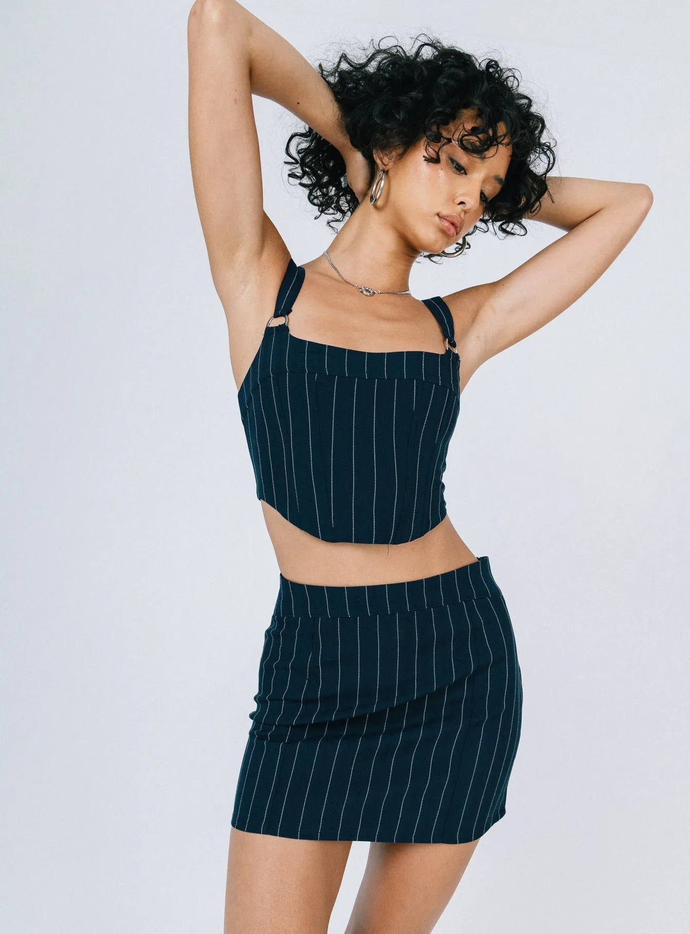 Split hem Josie Mini Skirt Blue