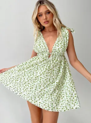 Classic Layering Seersucker Mini Dress Green Multi