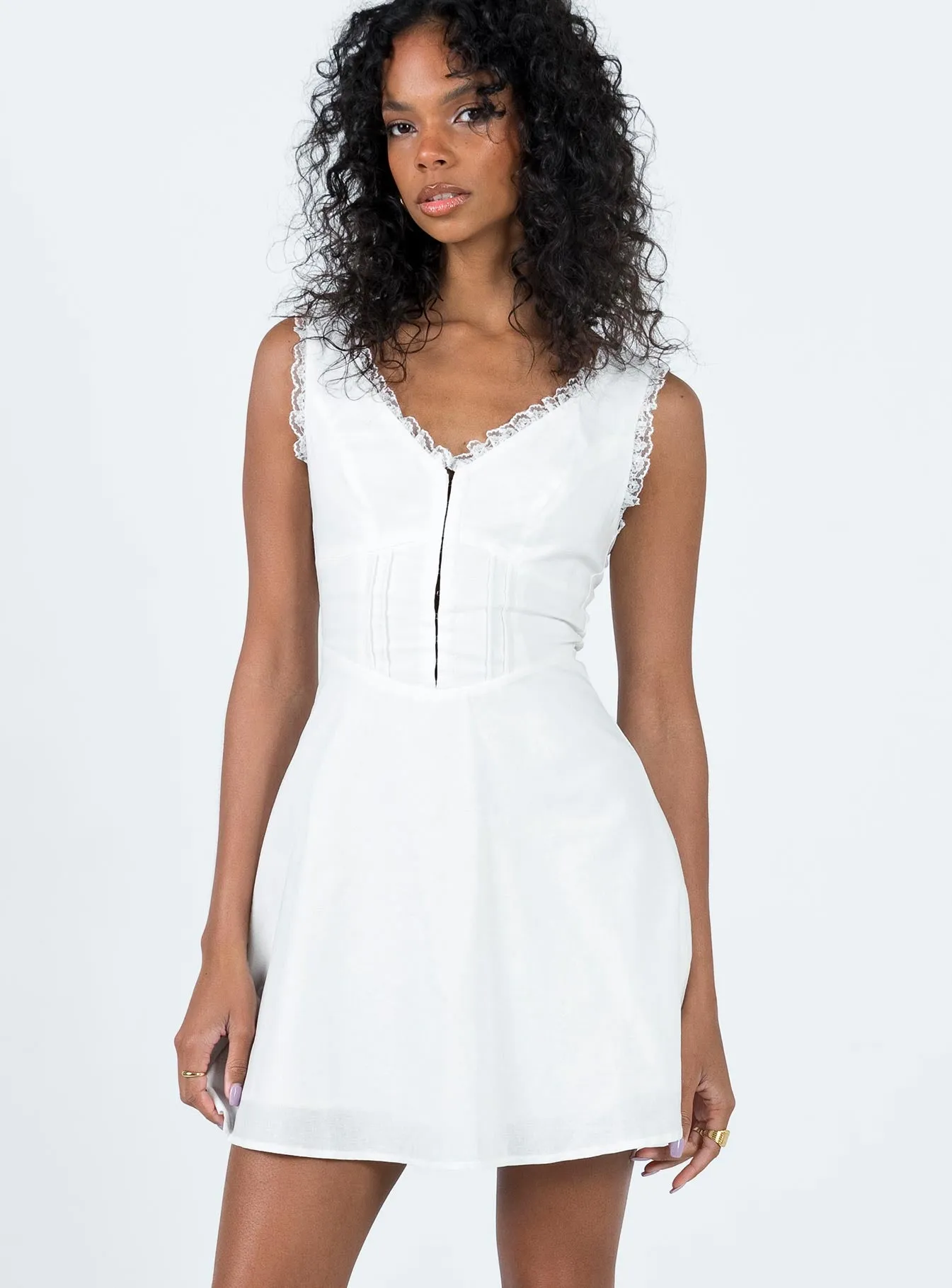 Influencer-Style Youthful Style Silvanna Mini Dress White
