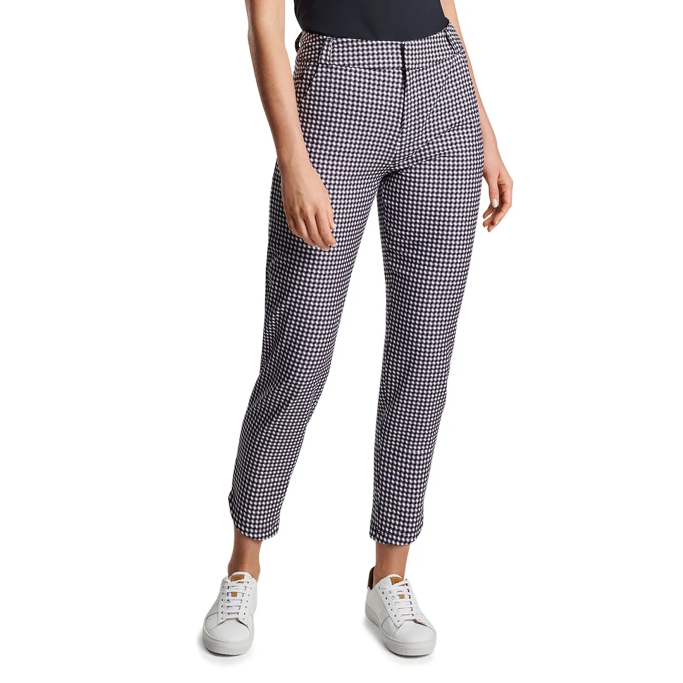 Peter Millar Women's Surge Gingham Print Performance Ankle Golf Pants - Black Seamless Comfort No Bunching