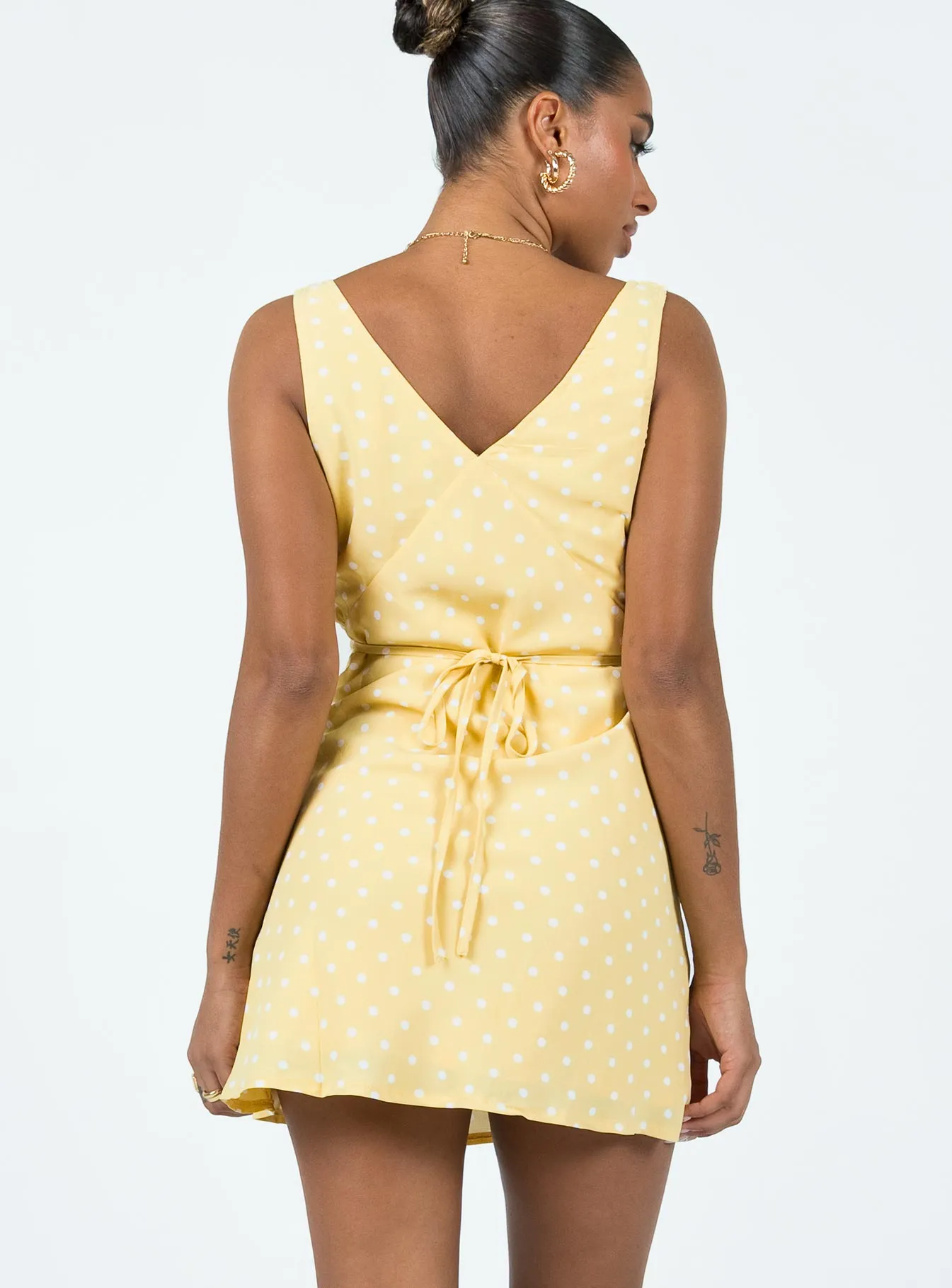 London Cool Nellie Mini Dress Yellow Polka Dot