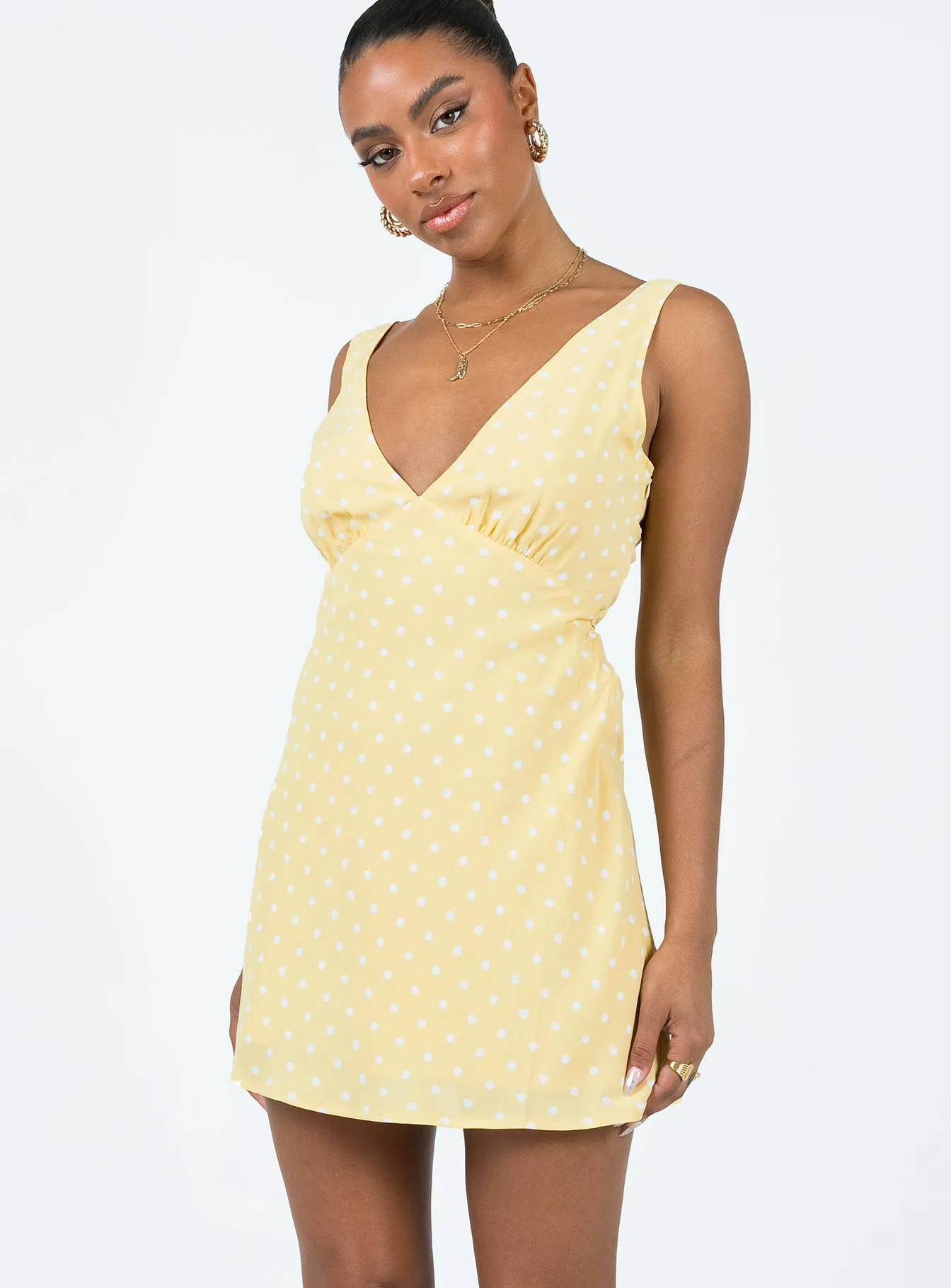 Nellie Mini Dress Yellow Polka Dot Casual chic dress