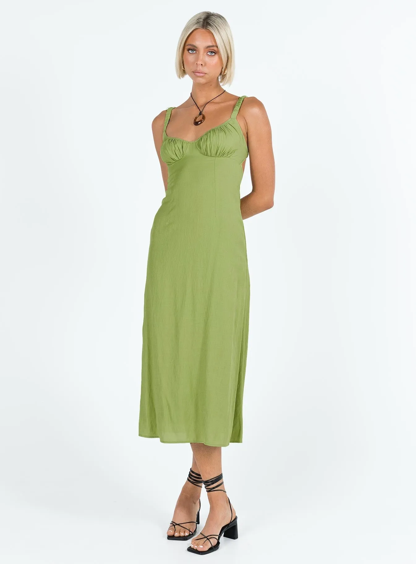 Georgia Midi Dress Green Elegant evening wear