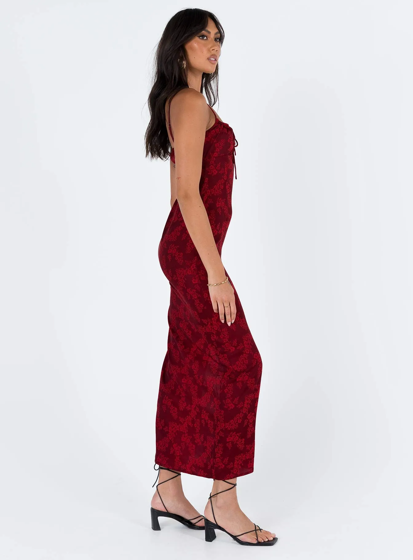 Noda Maxi Dress Burgundy Neutral Flow Dressy Glow