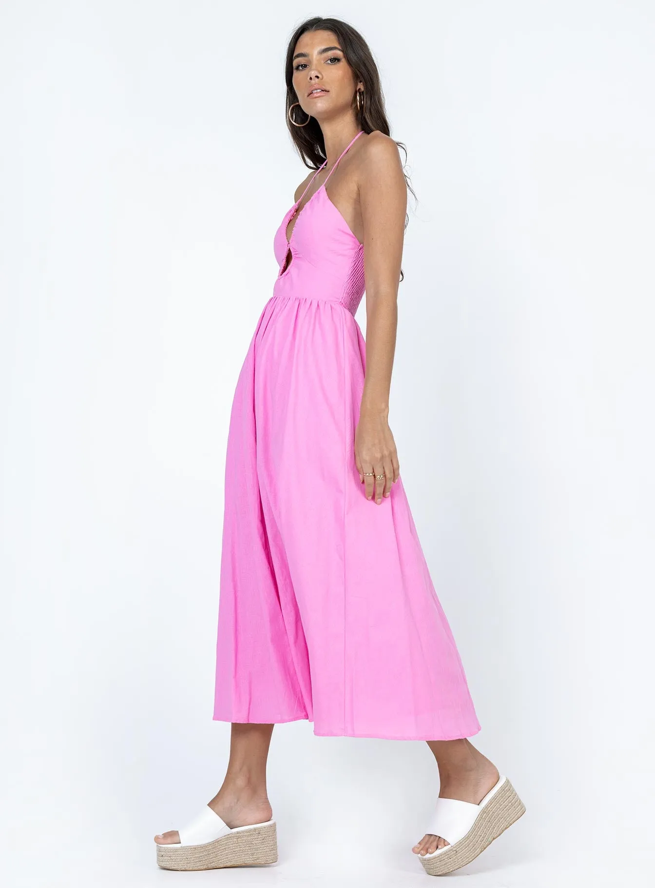 Nardin Maxi Dress Pink WrinkleResistantFinish Chic Mom