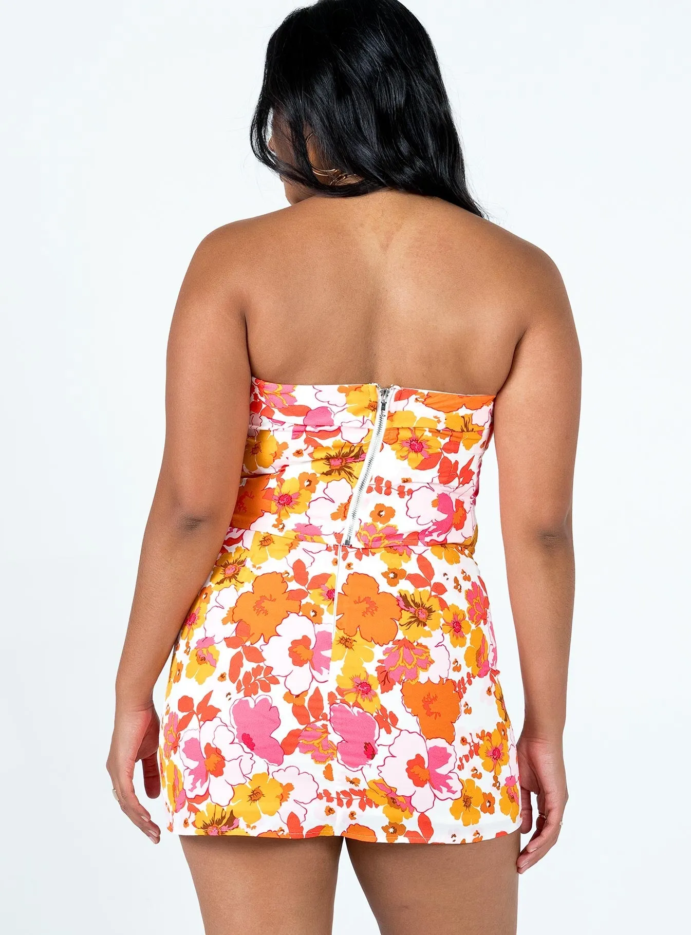 Chadwick Mini Skirt Orange/Pink Split hem Lined interior