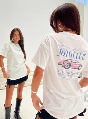 High Speed Oversized Tee White Casual Chic