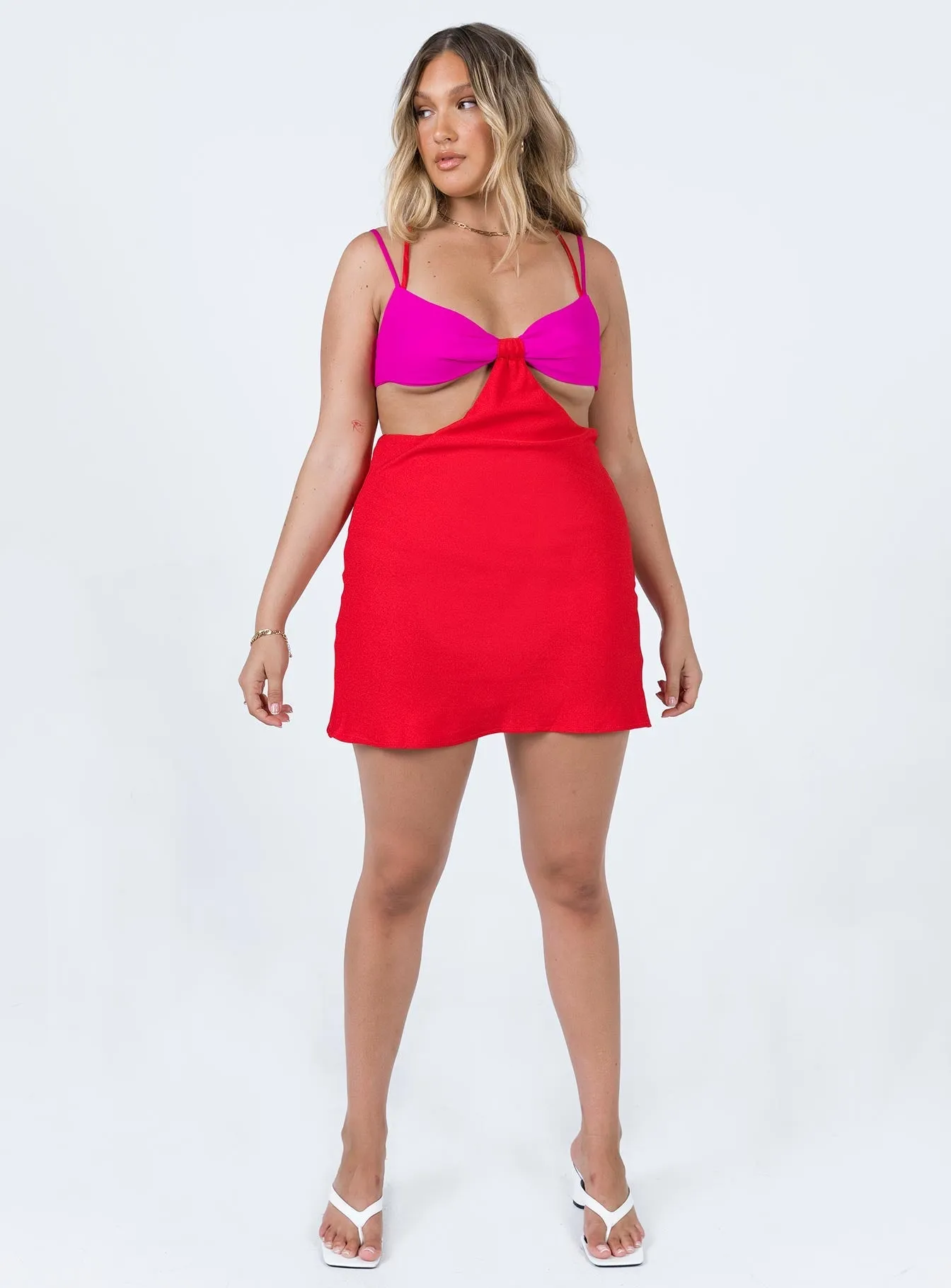 Quiet Glow Foster Cut Out Mini Dress Pink / Red