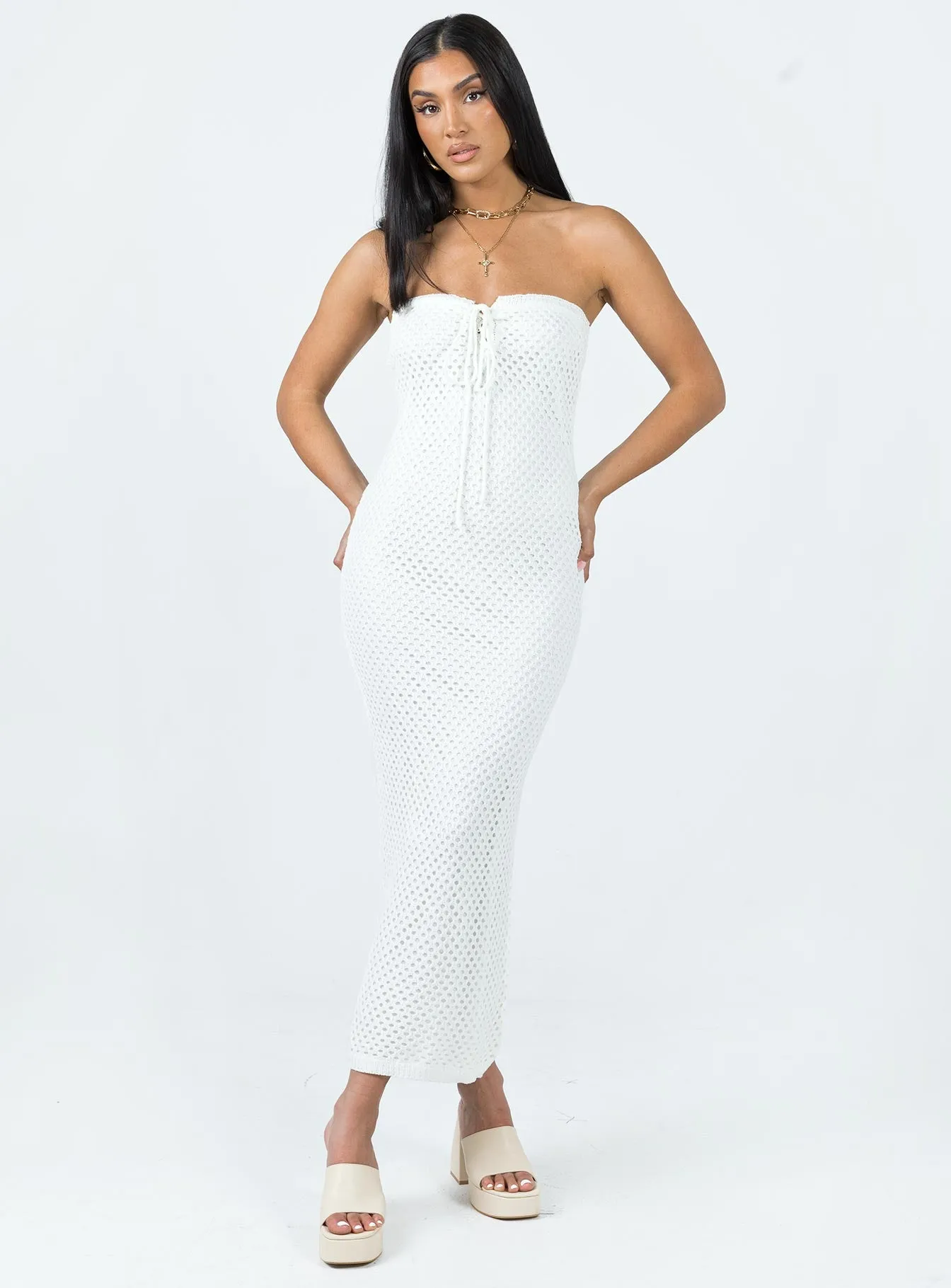 Mollen Maxi Dress White Neutral Tones