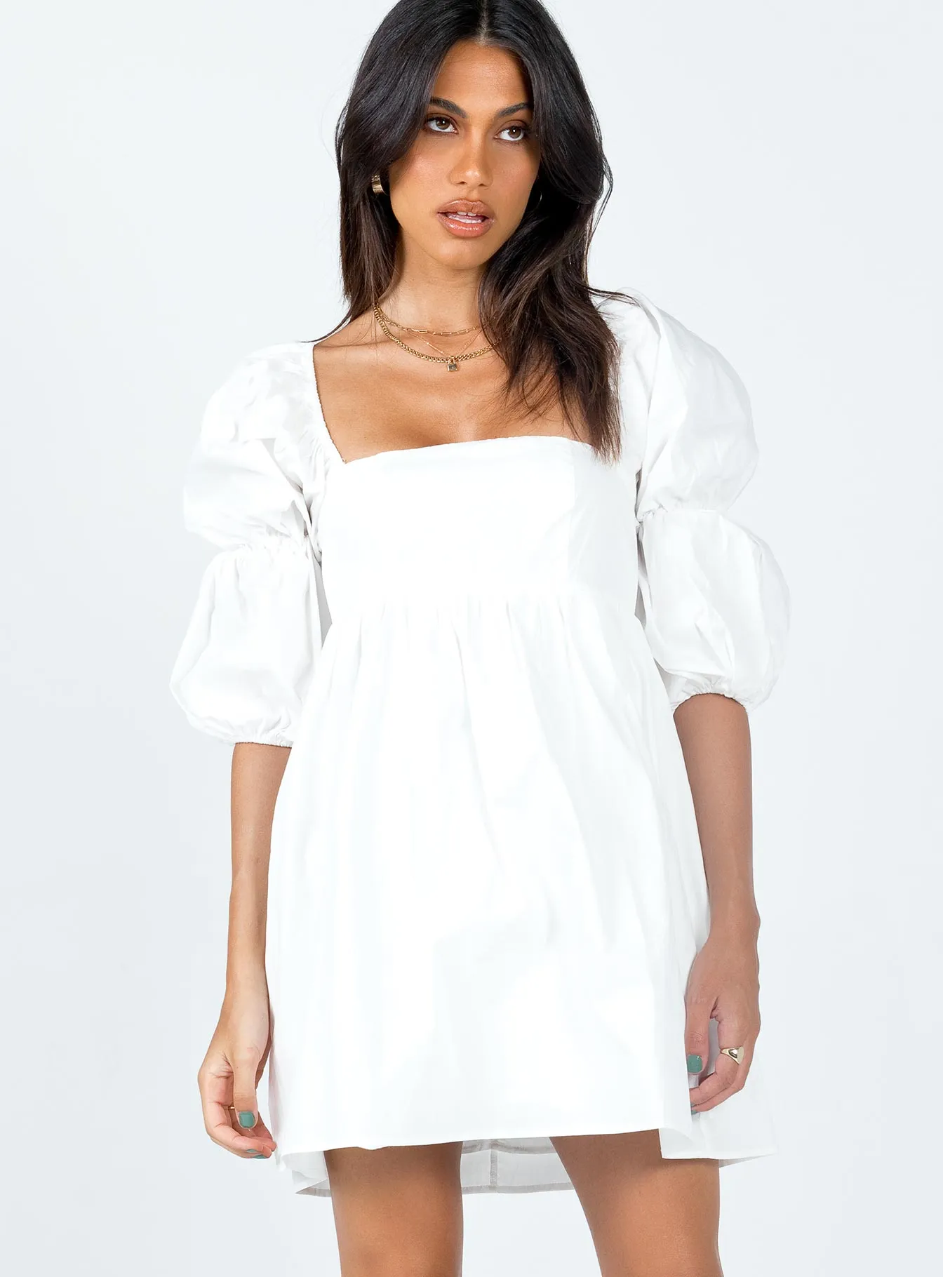 Noha Mini Dress White Magnetic-Closure