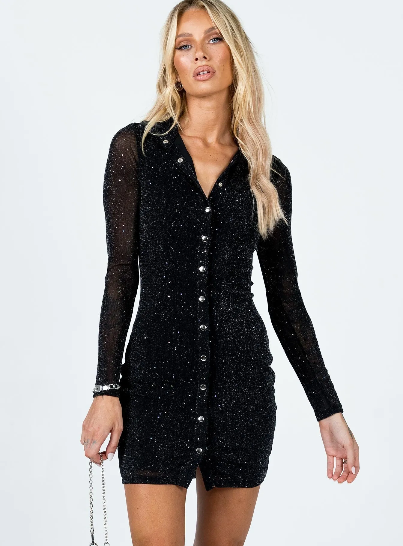 Friday Fever Mini Dress Black Fashionable Layers