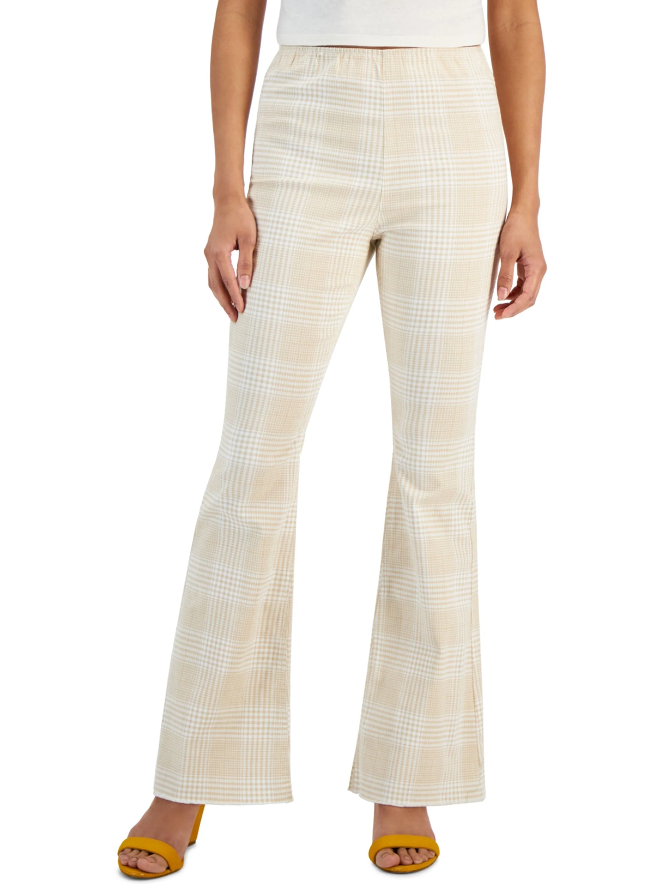 Women's Printed Flare Pants,Beige All Day Use Practical Look