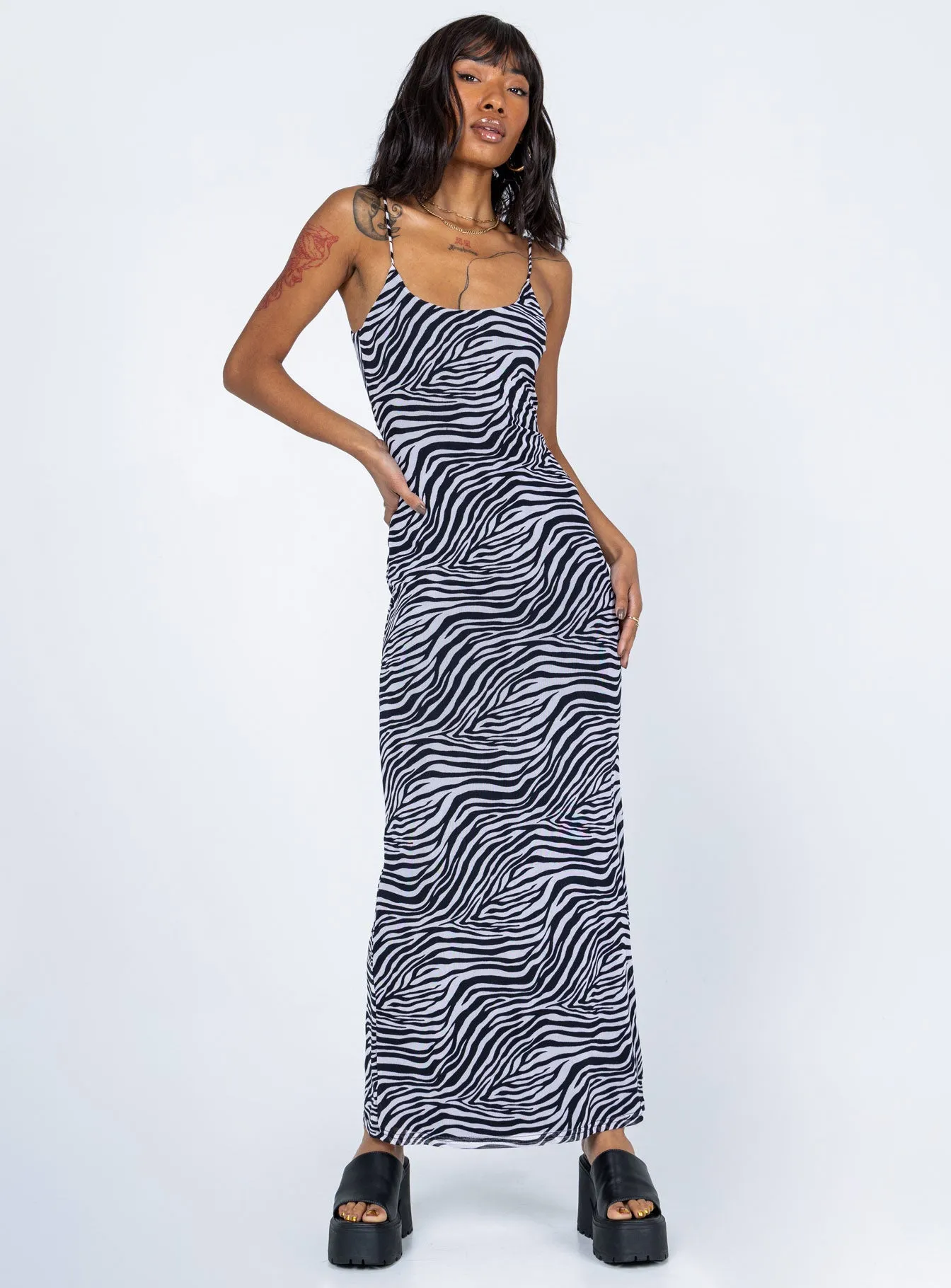 Knox Maxi Dress Zebra Draped Fabric Cool Touch