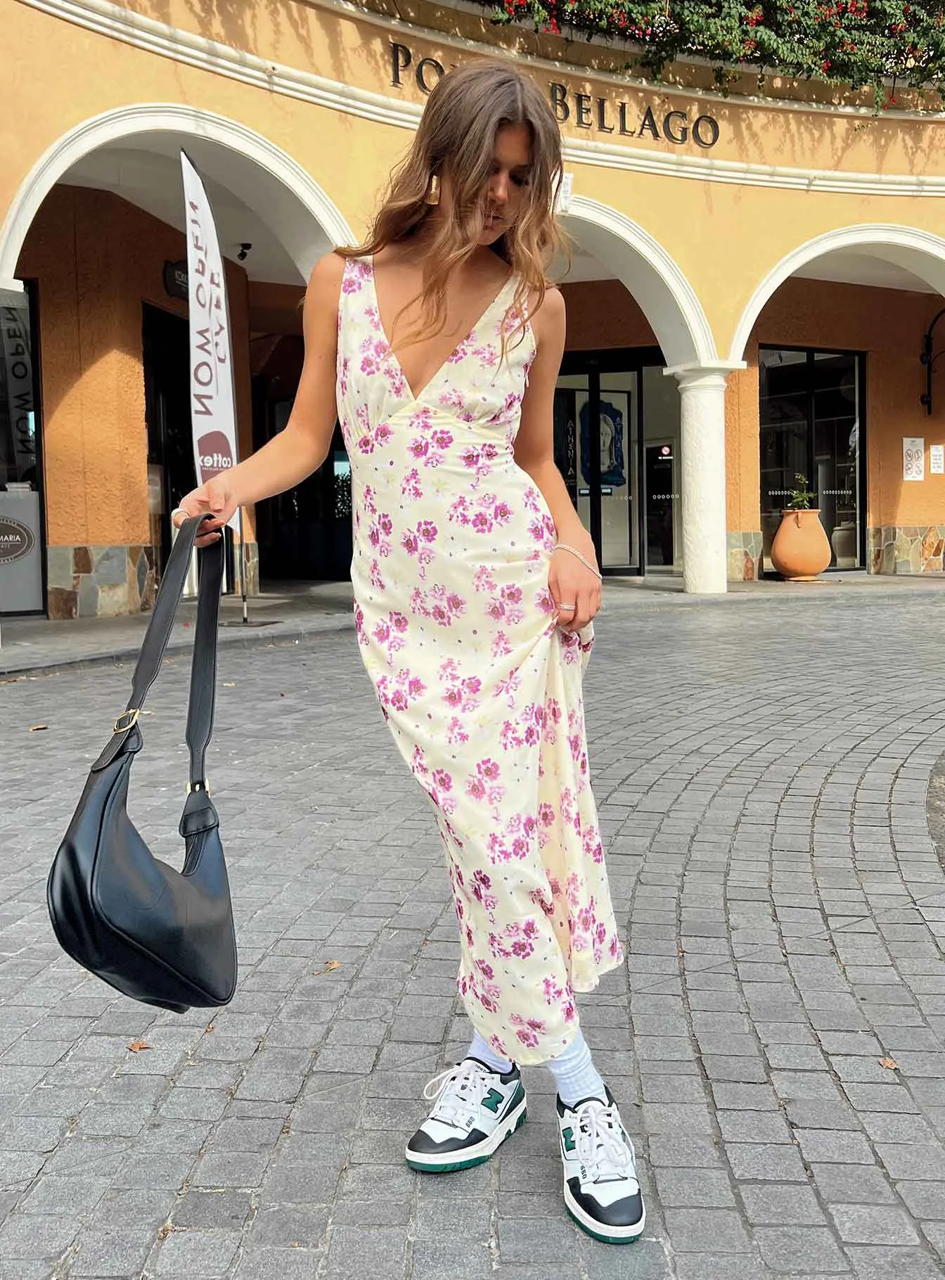 Trendy Comfort Vibrant Spirit Nellie Midi Dress Yellow Floral Petite