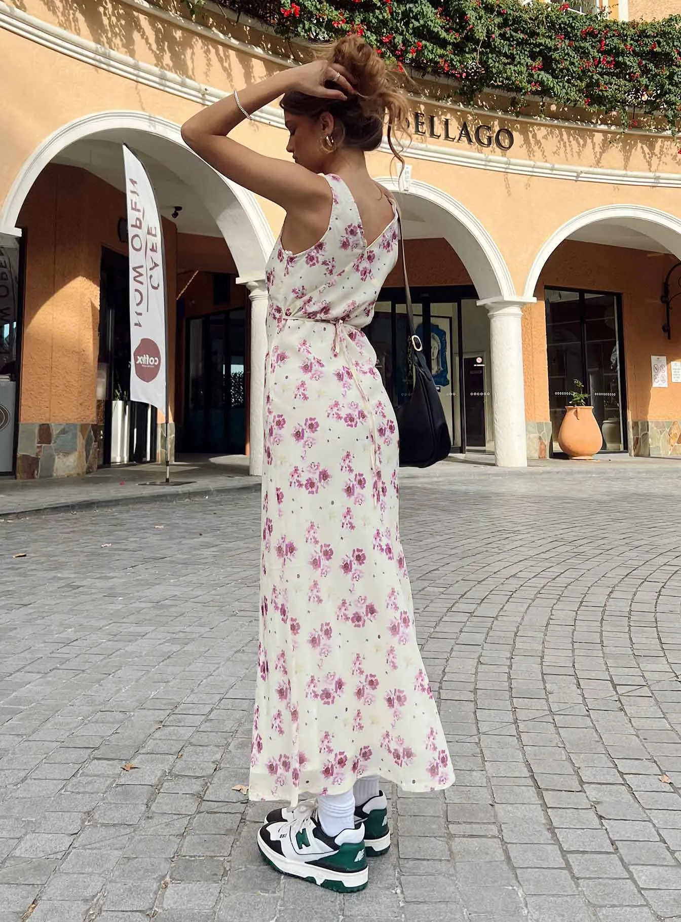 Nellie Midi Dress Yellow Floral Petite One-Shoulder