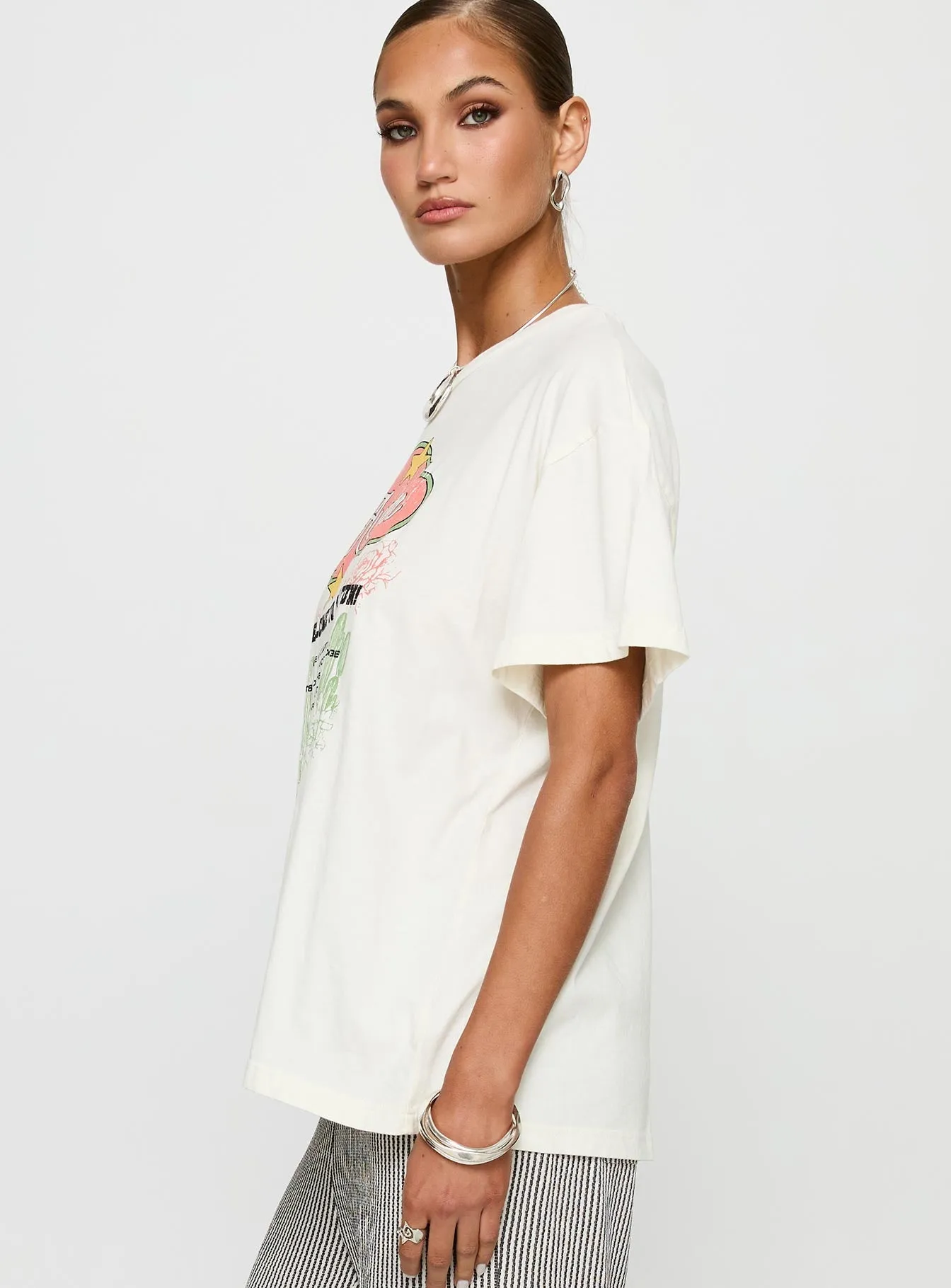Country Festival Oversized Tee White Tear Resistant Durable Wear