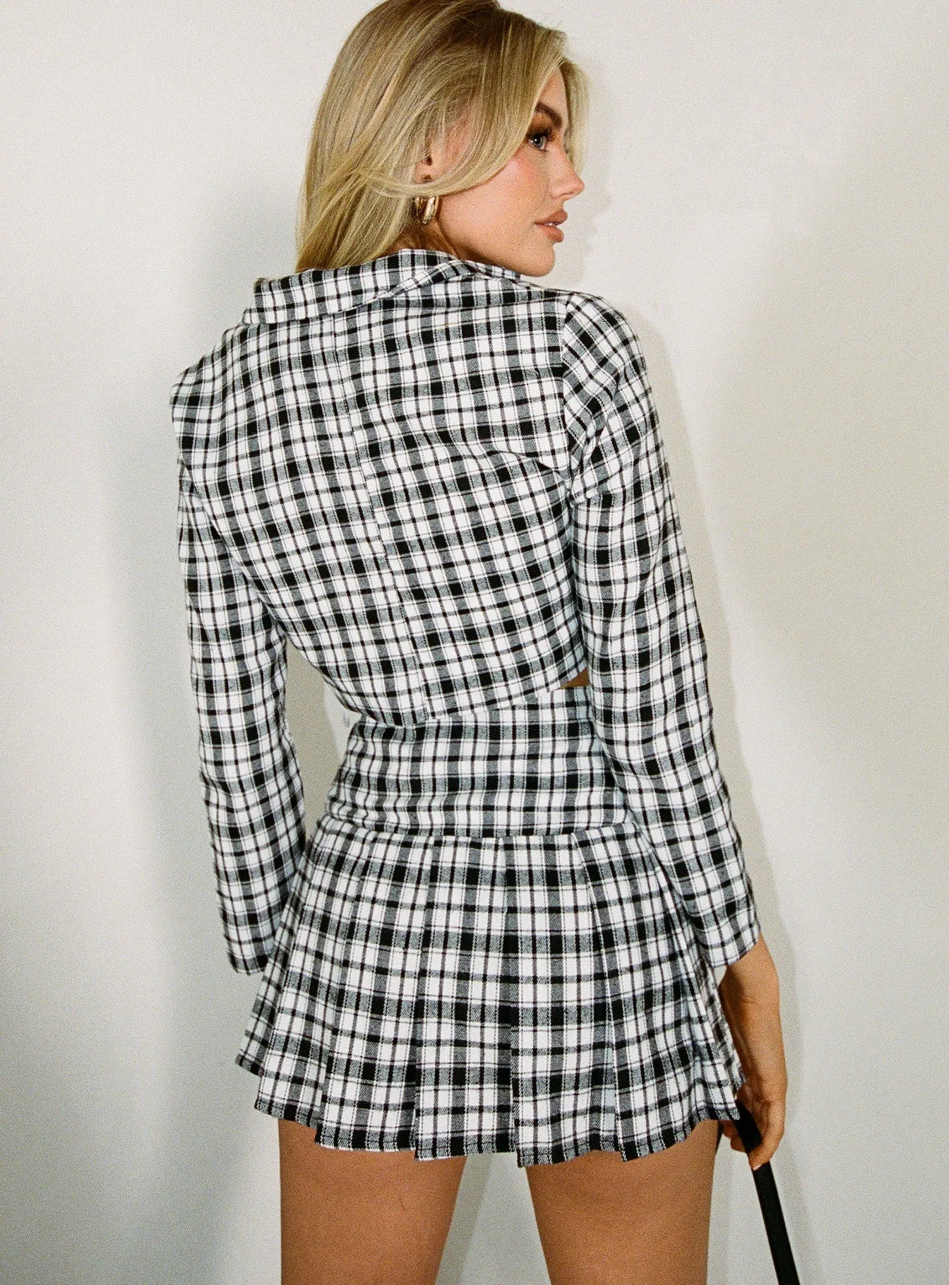 Push Button Closure Custom made As If Mini Skirt Black Check