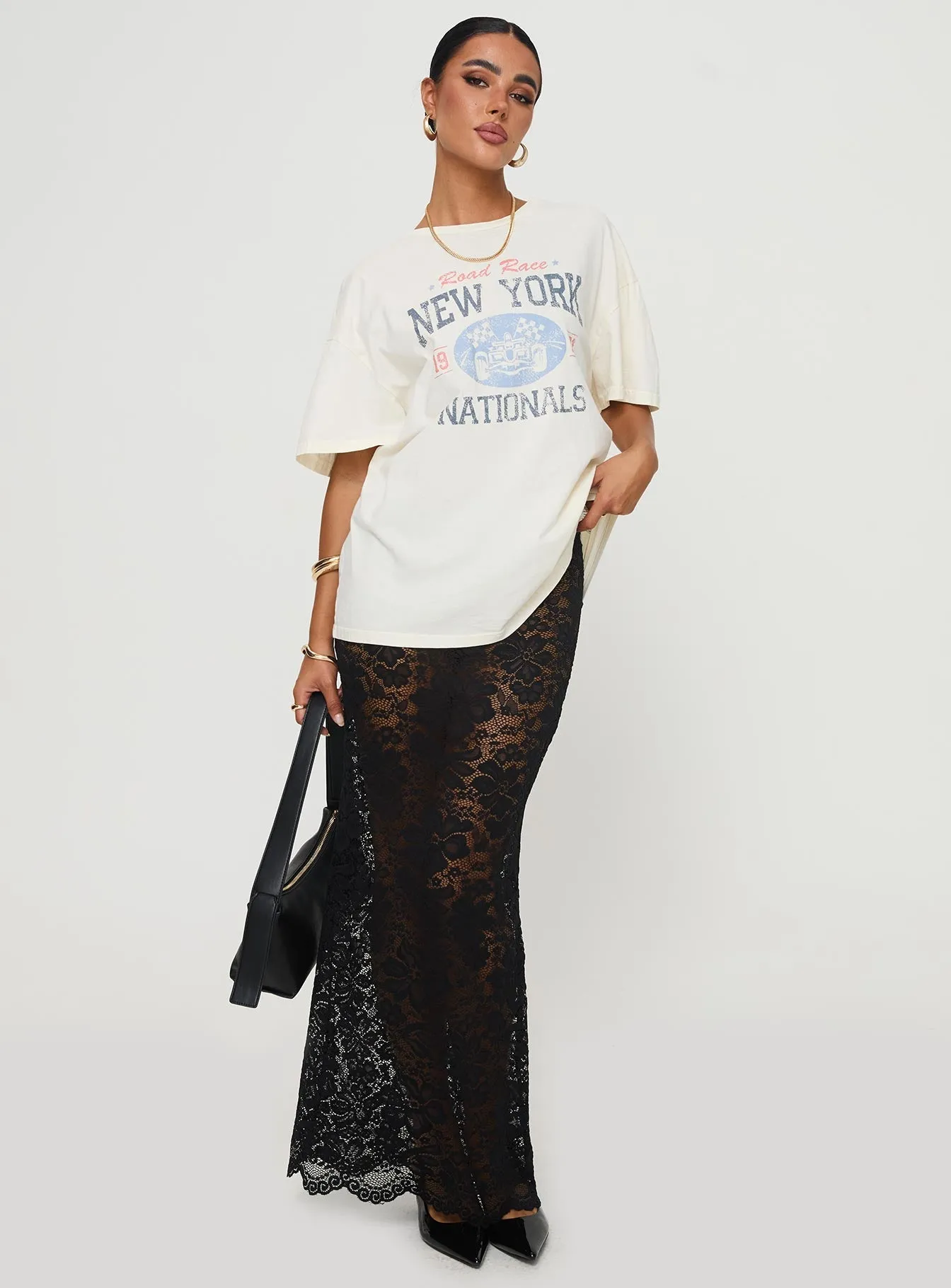 Road Race Nationals Tee White Seasonal Trend Plus size clothing