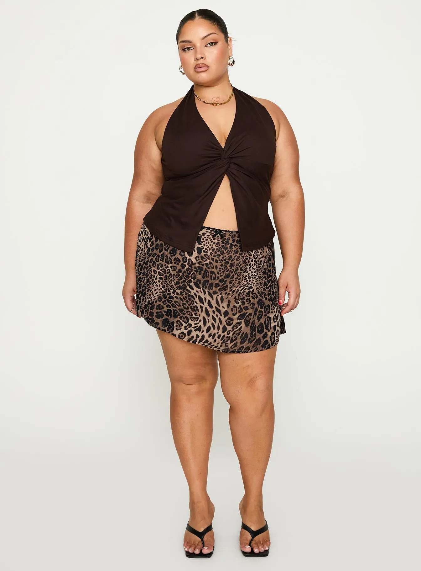 Tejano Mini Skirt Leopard Curve Quick Dry Technology Aesthetic Look