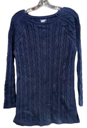 Lands End Women's Cotton Tunic Radian Navy Crew Neck Long Sleeves hypoallergenic
