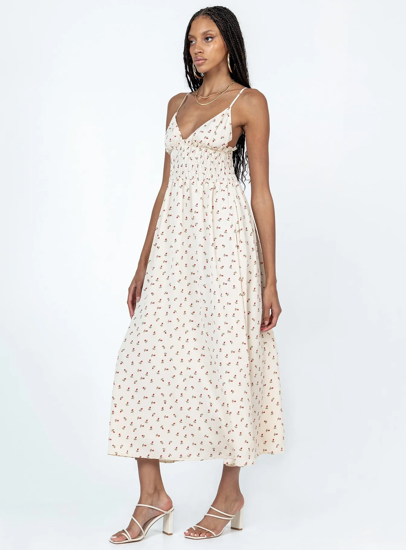 Roza Maxi Dress Beige Modern Lines Chill Comfort