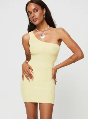 Denham One Shoulder Mini Dress Yellow Winter-Season