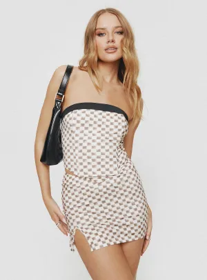 Cazale Mini Skirt Brown Check Casual Moments