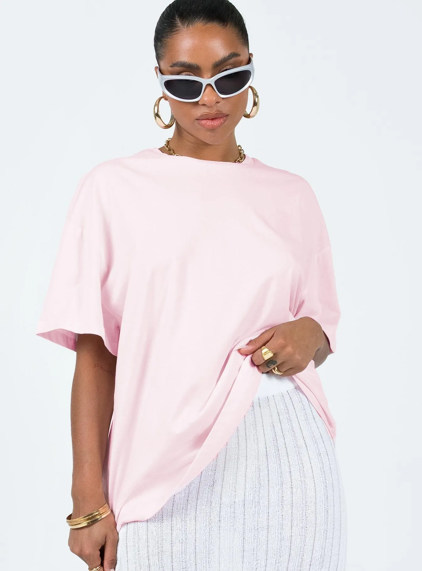 Flower Market Oversized Tee Pink Breathable Comfort