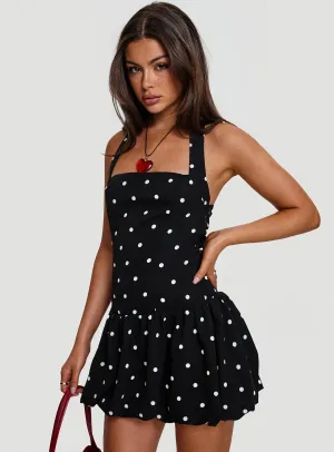 Gigli Bubble Hem Mini Dress Polka Dot Runway-Ready Cozy Drape