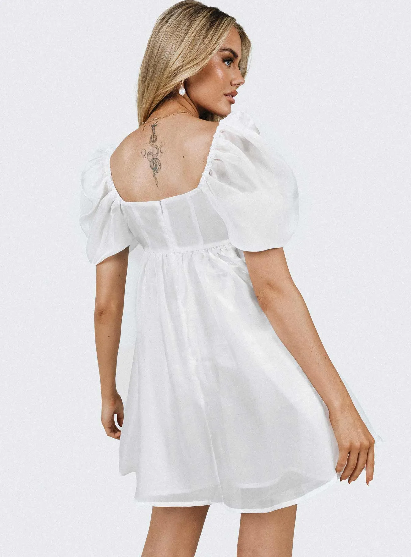 Ruffle-Detail Alaya Mini Dress White