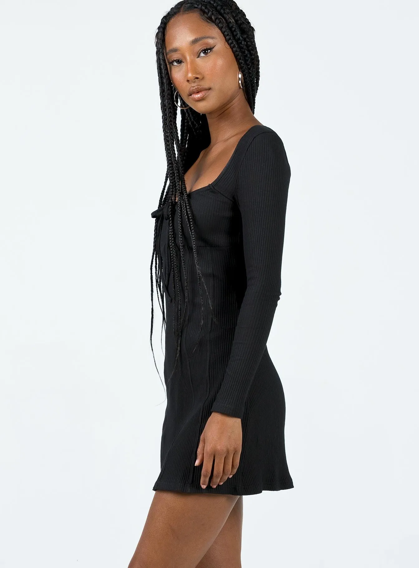 Gentle Fit Lazy Pick Normandy Long Sleeve Mini Dress Black
