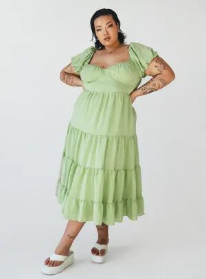 Pure Look Feminine Comfort Danny Midi Dress Green Curve