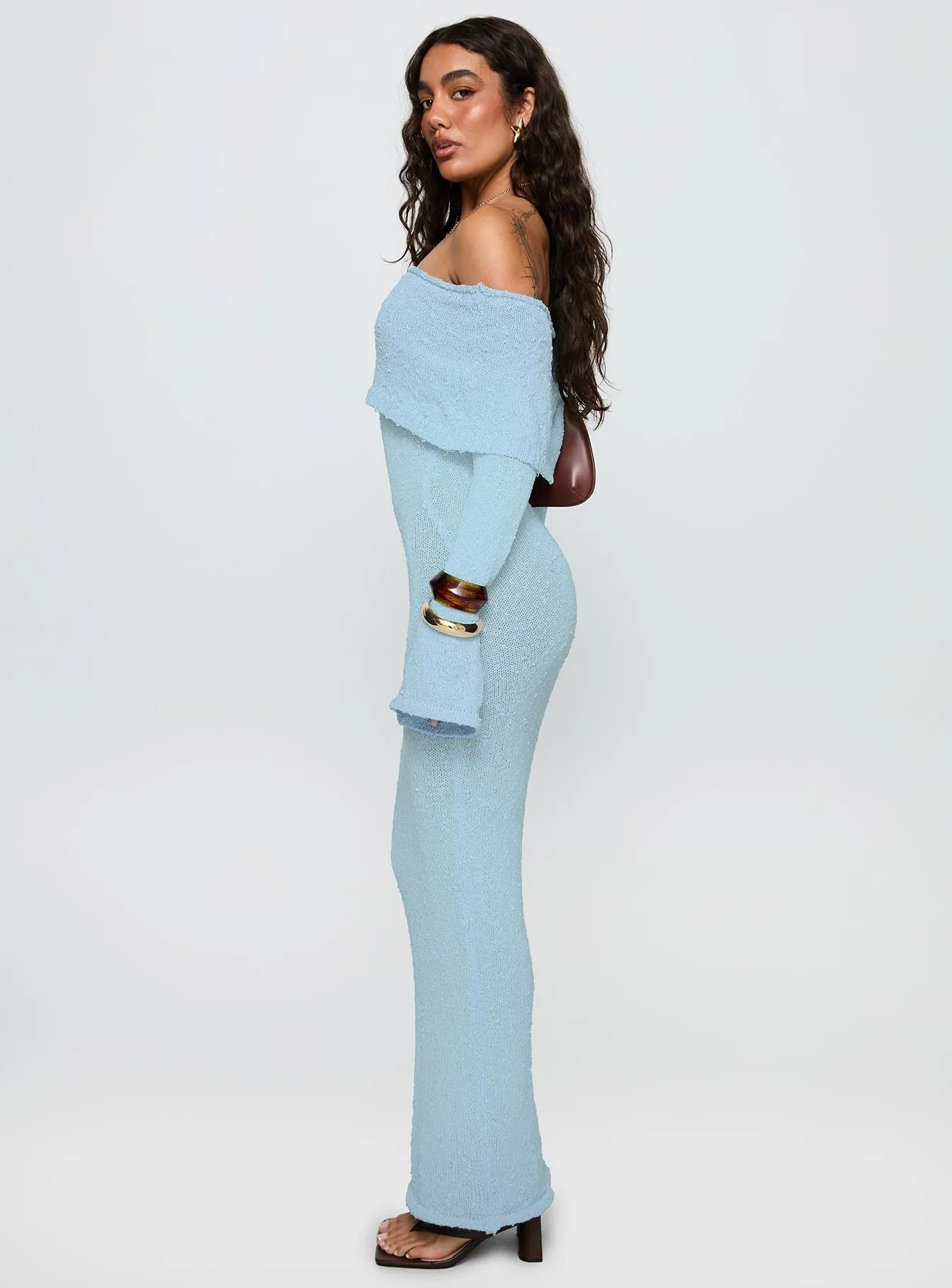 Karynn Long Sleeve Maxi Dress Blue Bright bold dress