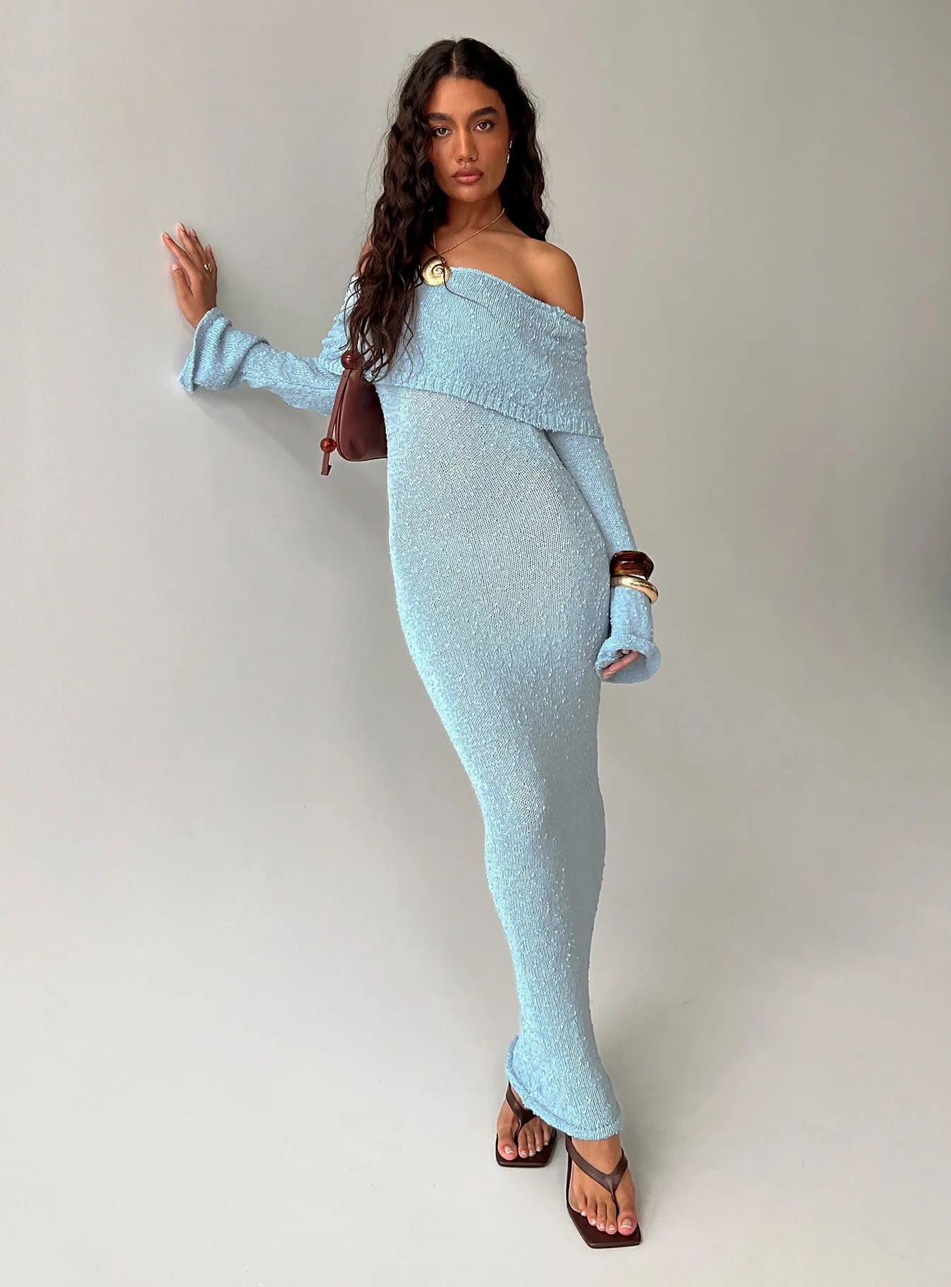Smart Fabric Karynn Long Sleeve Maxi Dress Blue