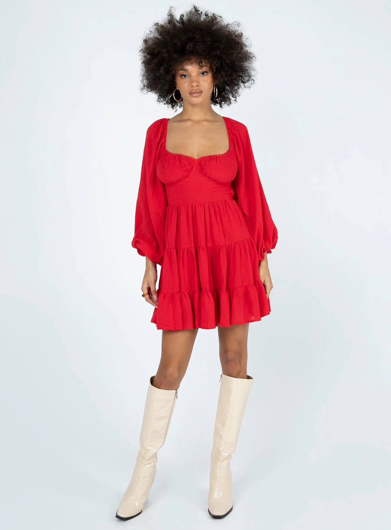 Danny Long Sleeve Mini Dress Red All-Purpose Comfort