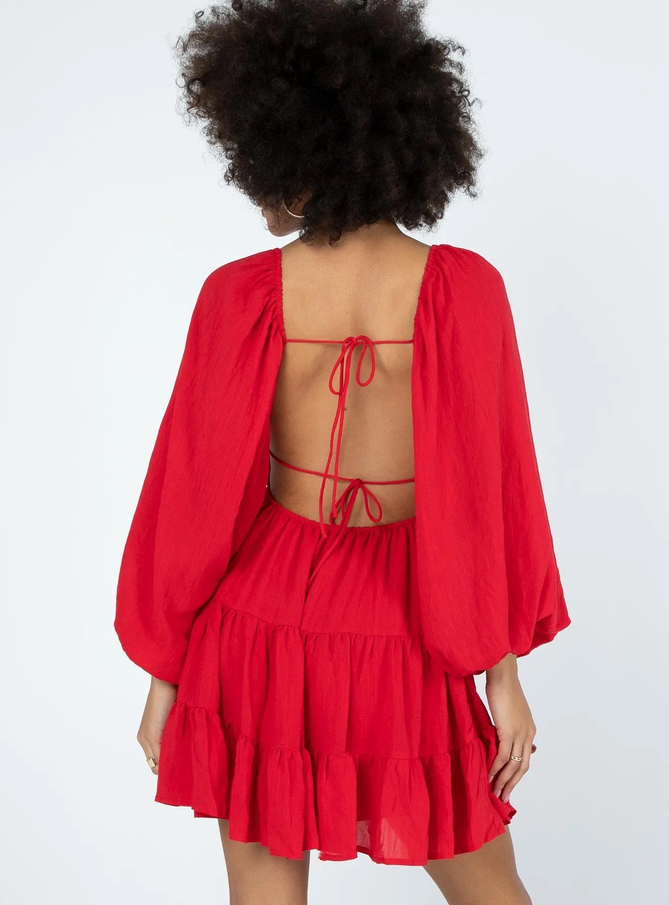 Danny Long Sleeve Mini Dress Red Lux Look Vibrant Colors