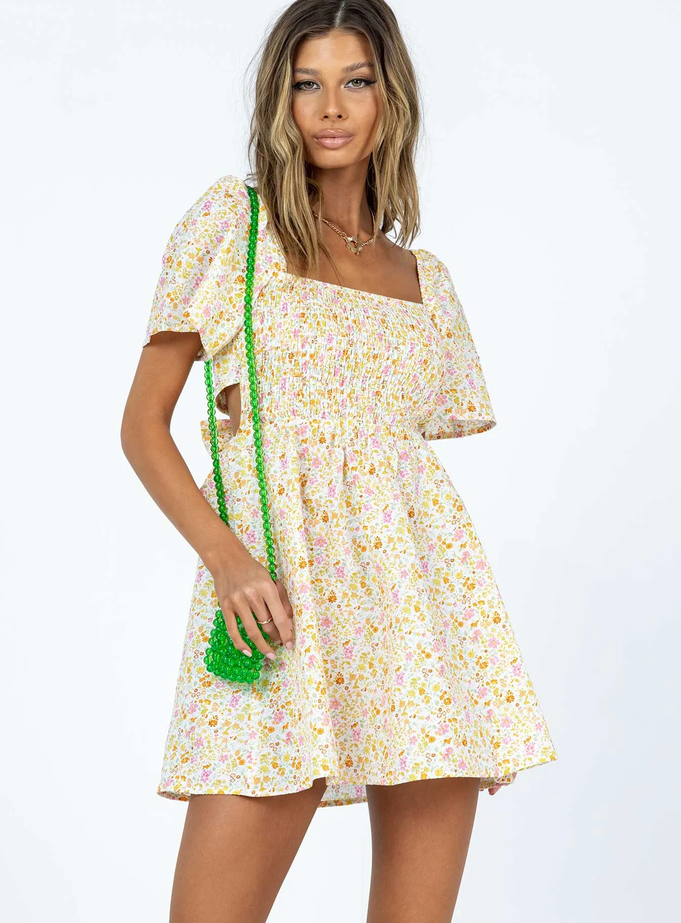 Summer Nights Mini Dress Floral Family Warm Button-Cuff