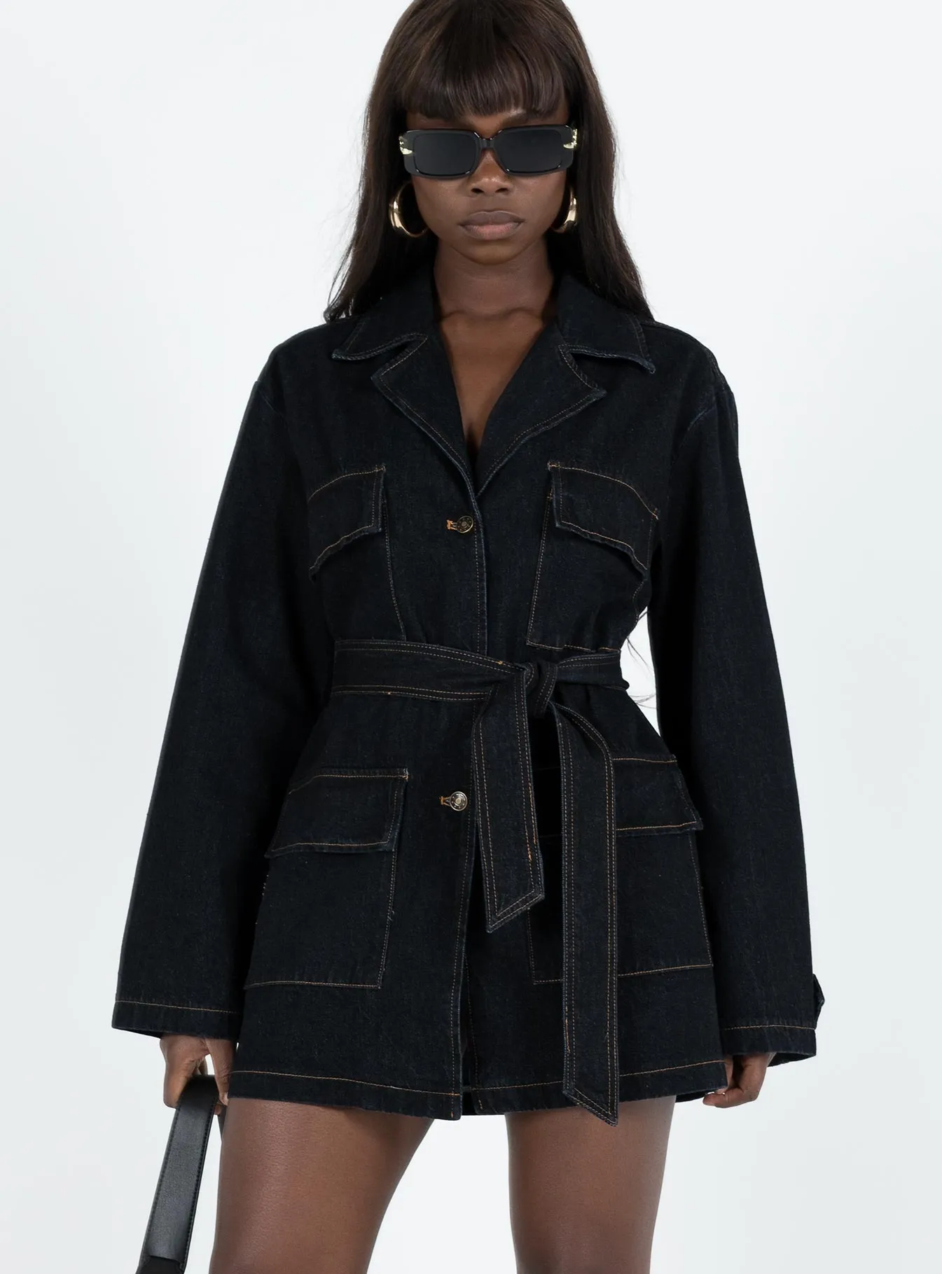 Giselle Mini Dress Dark Denim Natural Silhouette Bless Touch