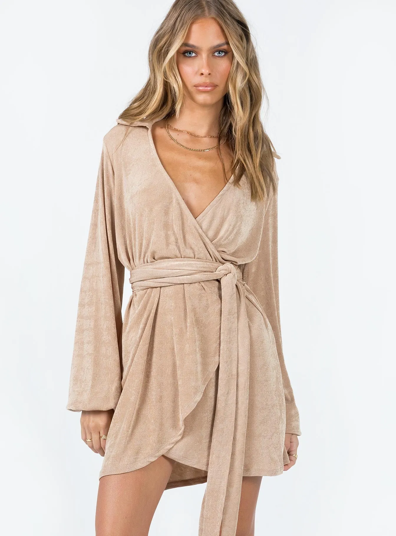 Classy Look Party Time Mini Dress Beige