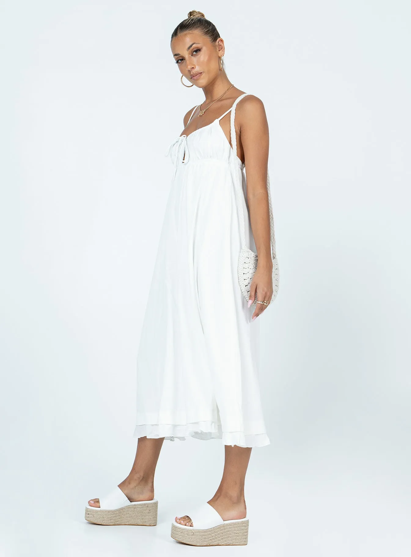 Effortless Mood Chic Statement Empress Of Love Maxi Dress White