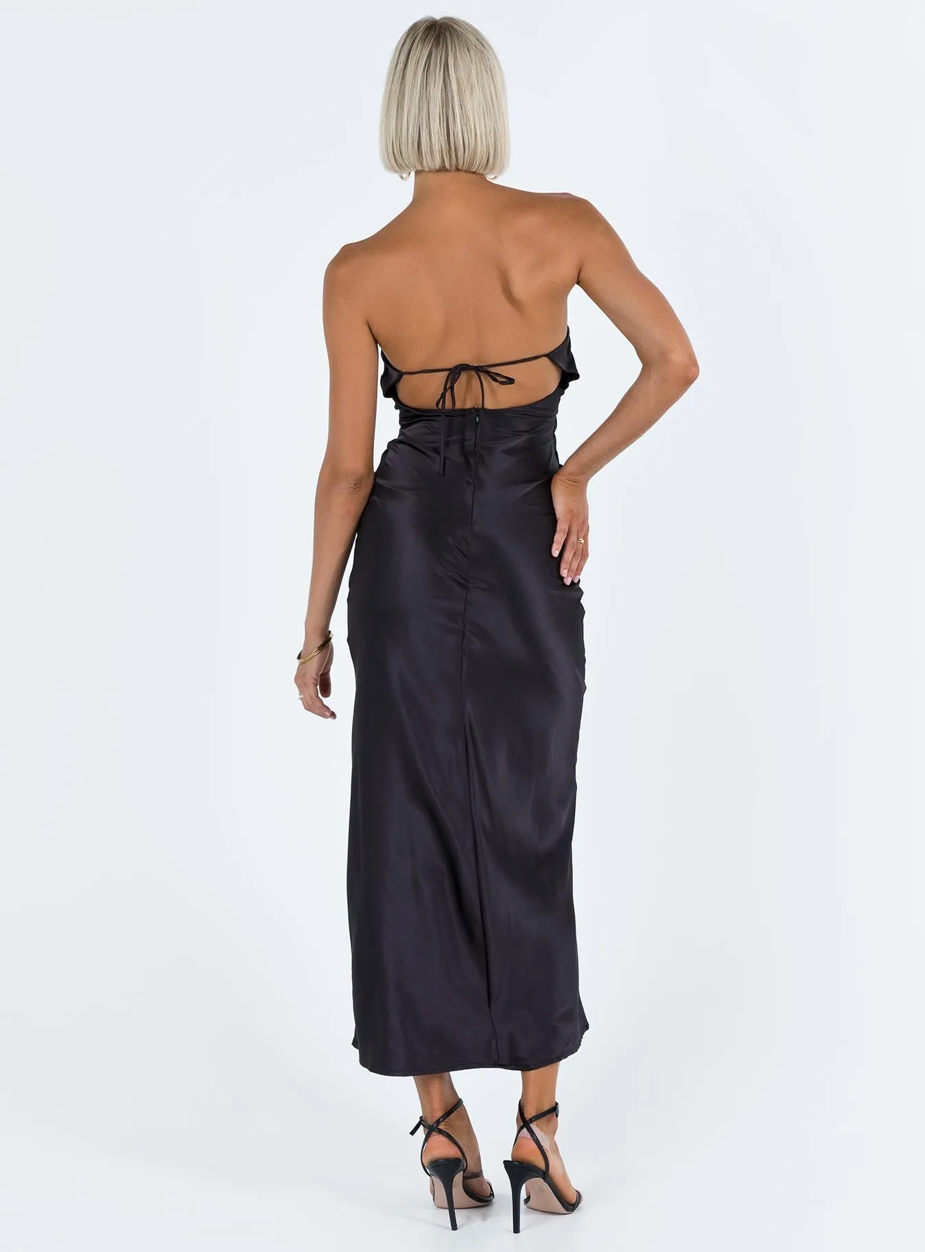 Luxe Fabric Bellwood Strapless Maxi Dress Black