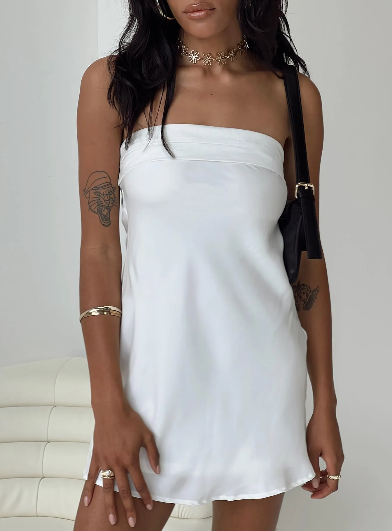 Phillipa Mini Dress White Casual Feel Subtle Texture