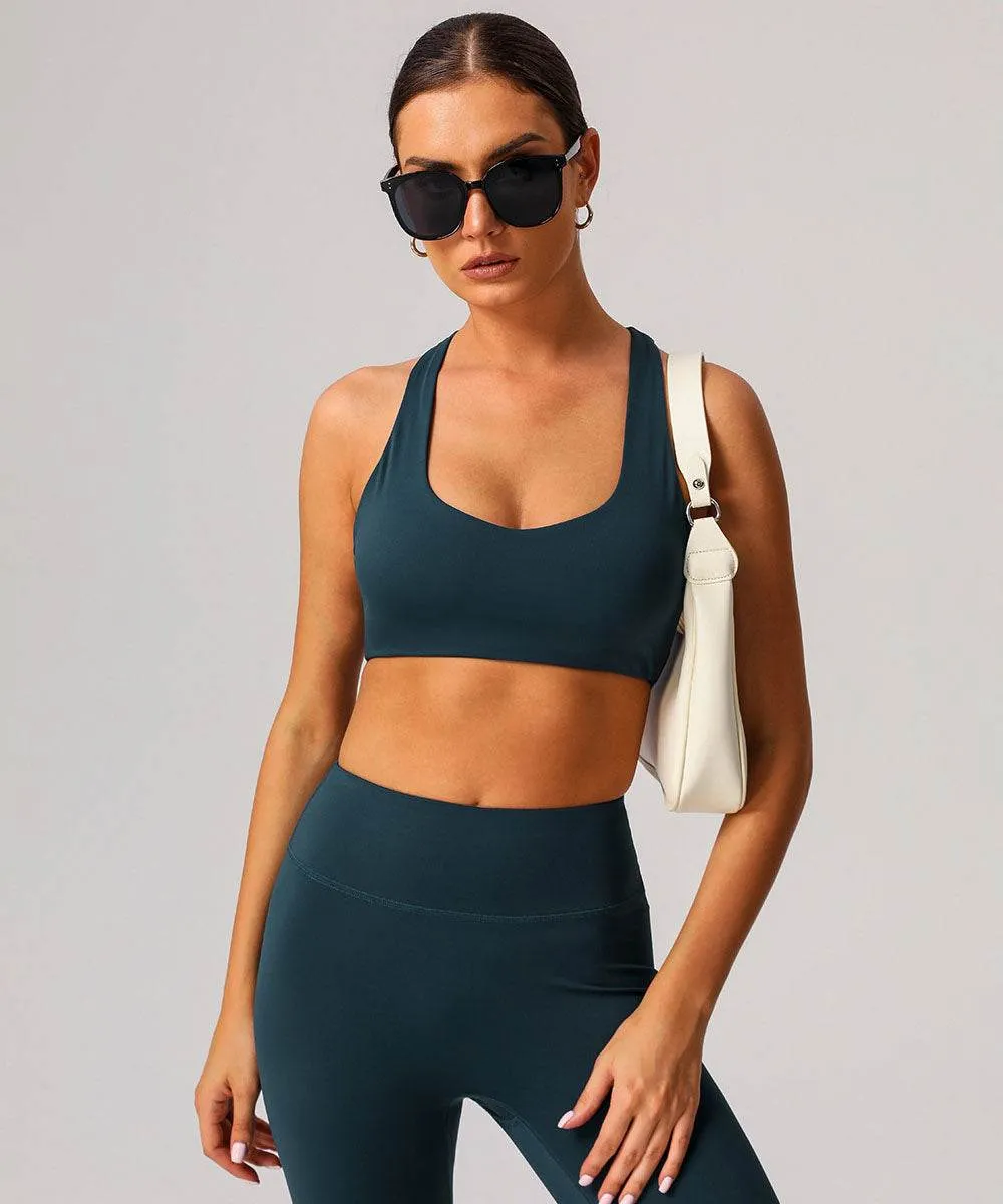 Racerback Sport Bra Tops with Built in Chest Pads NoIrritationSeams Dance Flow