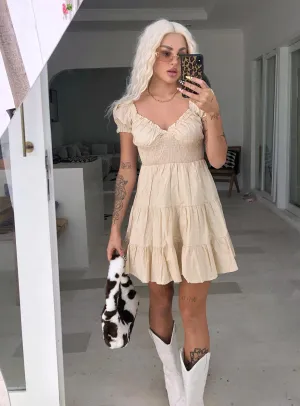 Daniela Mini Dress Beige Quiet Sweet
